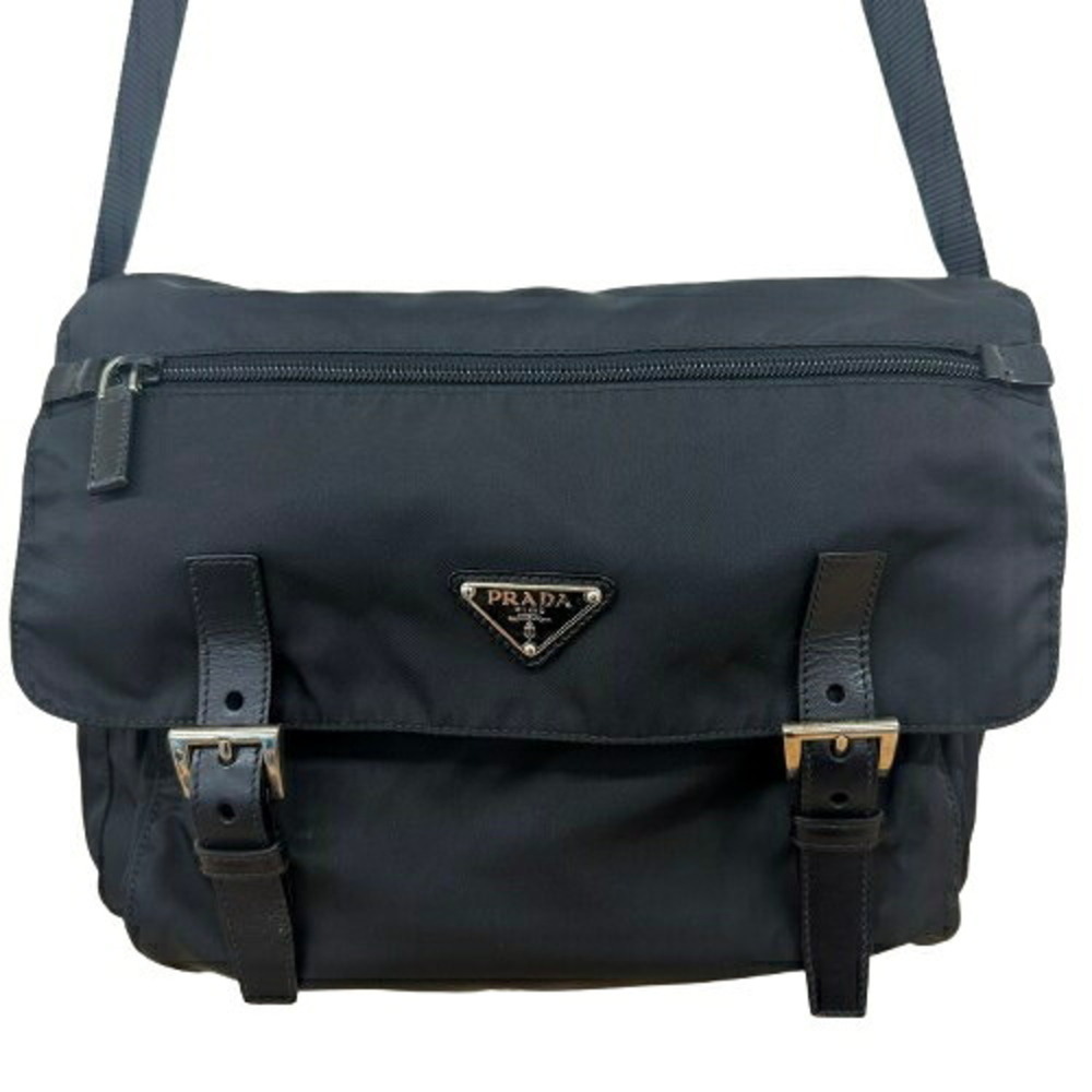 PRADA BT6671 Shoulder Bag, Nylon, Black, Unisex